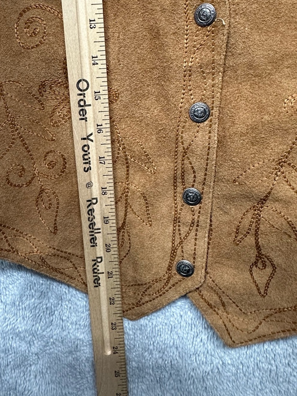 Northwest Territory Leather Western Vest Y2K Embroidered Floral Tan Cowgirl NWT - Picture 9 of 9